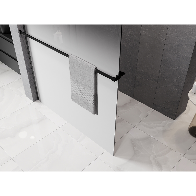 Mexen Kioto+ paroi de douche avec étagère Walk-in 70 x 200 cm, ombre blanche 8 mm, noire - 800-070-121-70-86