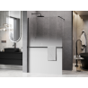 Mexen Kioto+ paroi de douche avec étagère Walk-in 100 x 200 cm, ombre blanche 8 mm, noire - 800-100-121-70-86