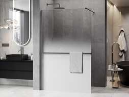 Mexen Kioto+ paroi de douche avec étagère Walk-in 110 x 200 cm, ombre blanche 8 mm, métal fusil - 800-110-121-95-86