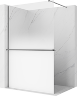 Mexen Kioto+ paroi de douche avec étagère Walk-in 120 x 200 cm, ombre blanche 8 mm, métal canon - 800-120-121-95-86