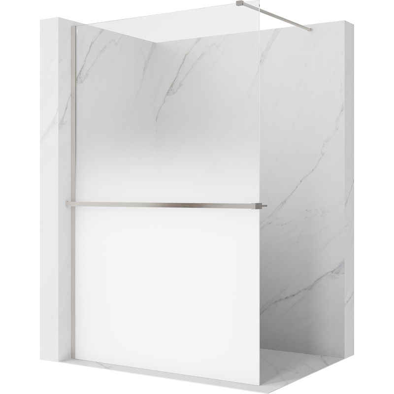 Mexen Kioto+ paroi de douche avec étagère Walk-in 80 x 200 cm, ombre blanche 8 mm, nickel brossé - 800-080-121-97-86