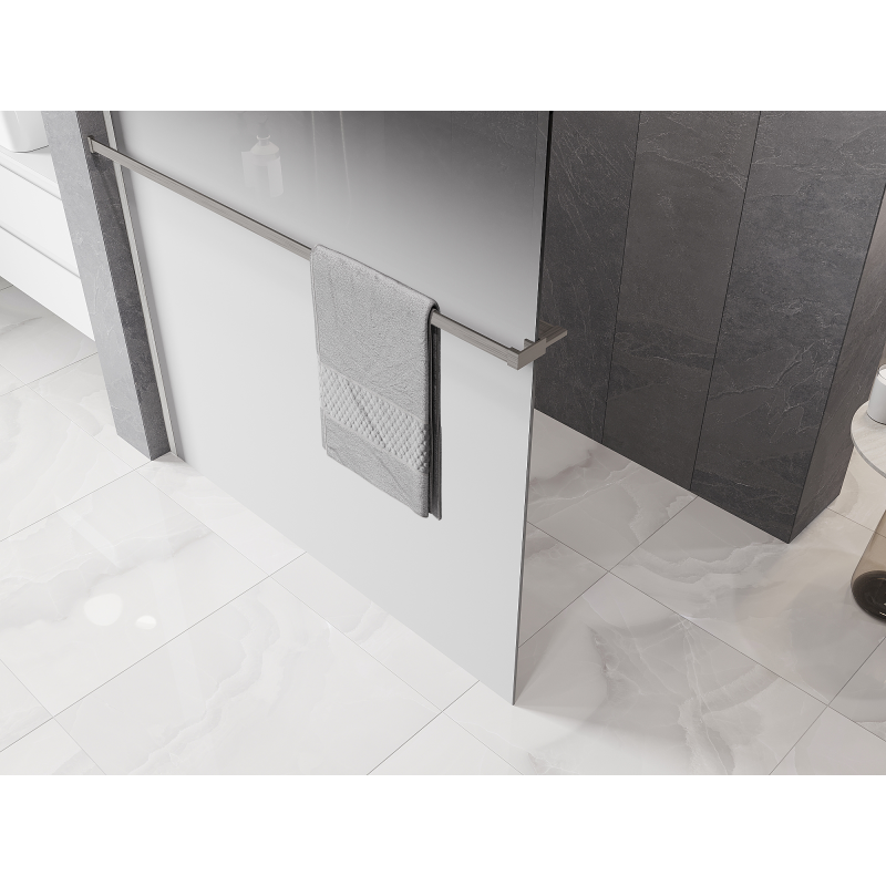 Mexen Kioto+ paroi de douche avec étagère Walk-in 130 x 200 cm, ombre blanc 8 mm, nickel brossé - 800-130-121-97-86