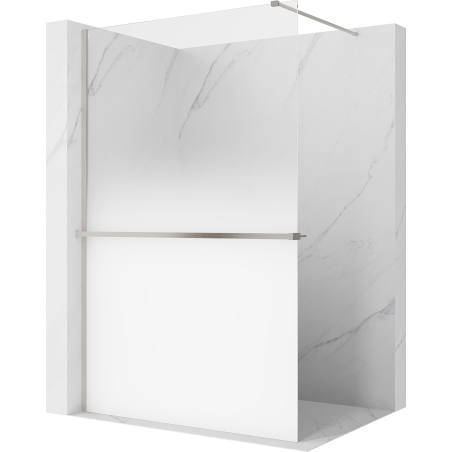 Mexen Kioto+ paroi de douche avec étagère Walk-in 130 x 200 cm, ombre blanc 8 mm, nickel brossé - 800-130-121-97-86