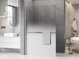 Mexen Kioto+ paroi de douche avec étagère Walk-in 140 x 200 cm, ombre blanche 8 mm, nickel brossé - 800-140-121-97-86