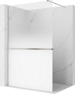 Mexen Kioto+ paroi de douche avec étagère Walk-in 140 x 200 cm, ombre blanche 8 mm, nickel brossé - 800-140-121-97-86