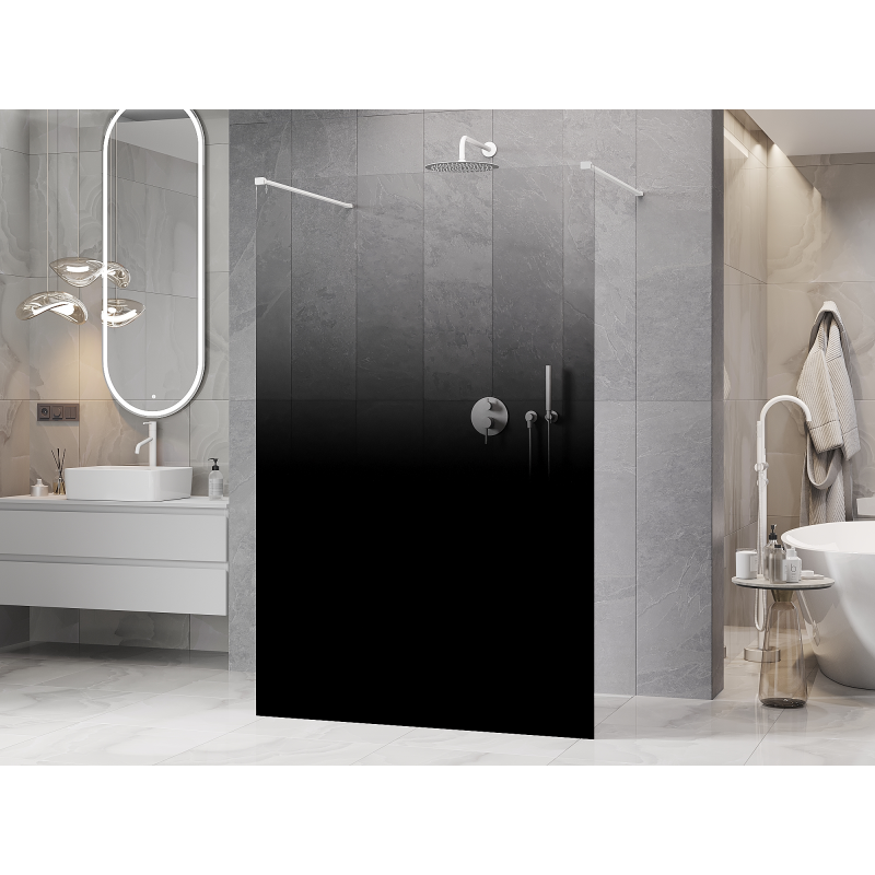 Mexen Kioto paroi de douche autoportante 110 x 200 cm, ombre noire 8 mm, blanche - 800-110-002-20-76