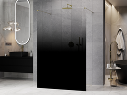 Mexen Kioto paroi de douche indépendante 140 x 200 cm, ombre noire 8 mm, dorée - 800-140-002-50-76