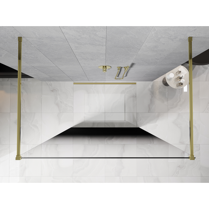 Mexen Kioto paroi de douche autoportante 130 x 200 cm, ombre noire 8 mm, or - 800-130-002-50-76