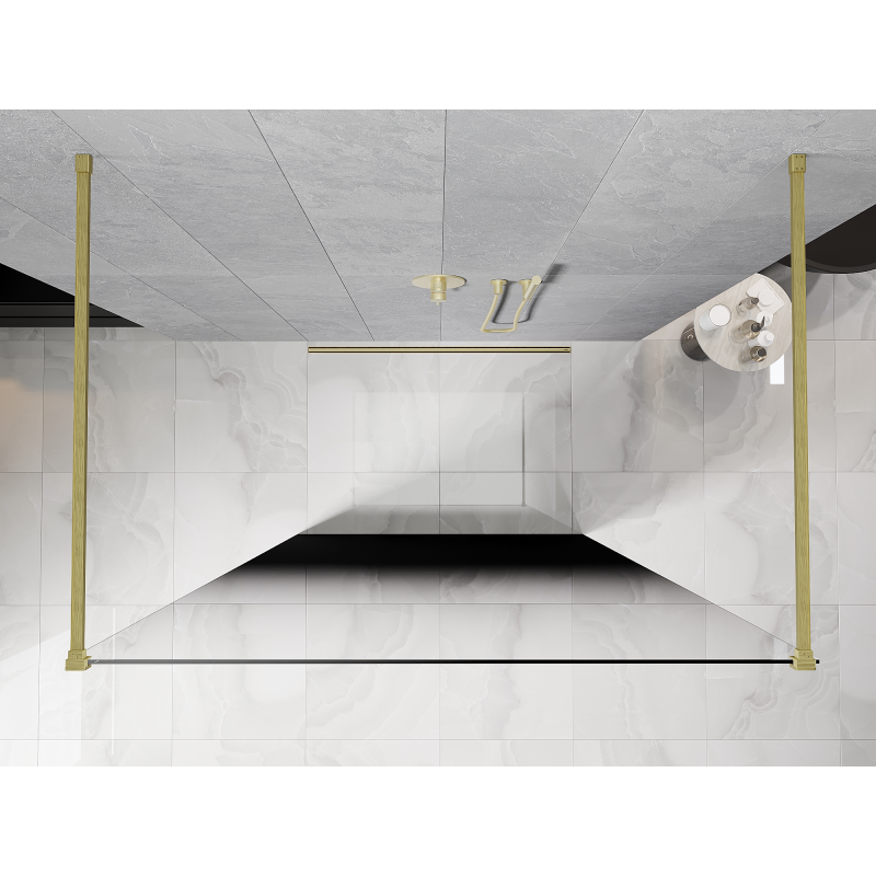 Mexen Kioto paroi de douche autoportante 140 x 200 cm, ombre noir 8 mm, or brossé - 800-140-002-55-76