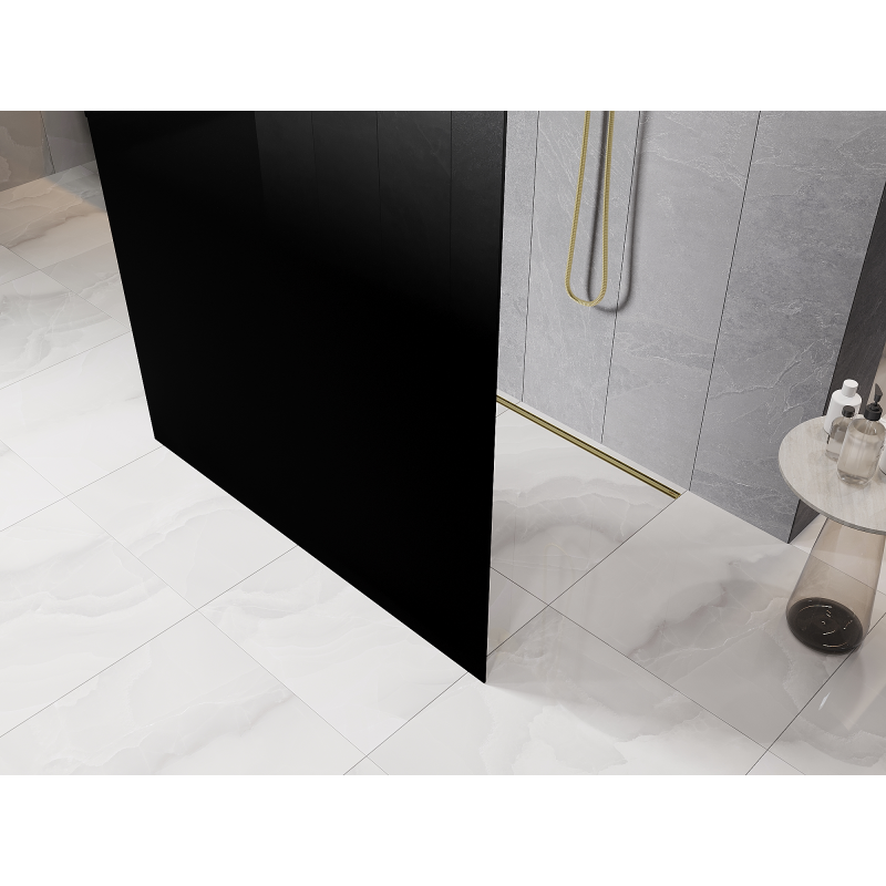Mexen Kioto paroi de douche autoportante 110 x 200 cm, ombrée noire 8 mm, or brossé - 800-110-002-55-76