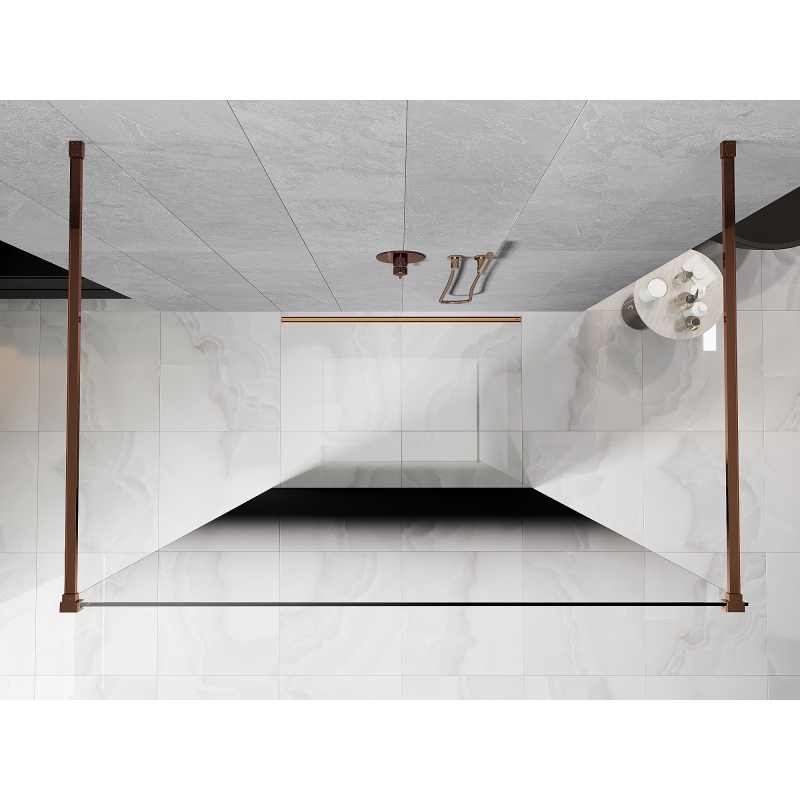 Mexen Kioto paroi de douche autoportante 150 x 200 cm, ombre noir 8 mm, or rose - 800-150-002-60-76
