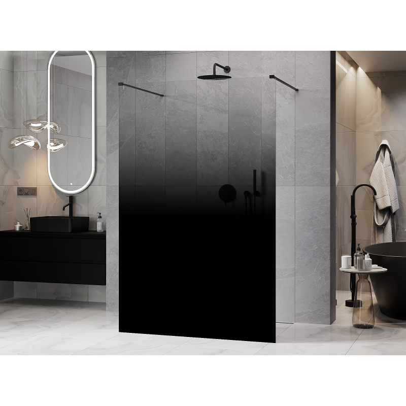 Mexen Kioto paroi de douche autoportante 100 x 200 cm, ombre noir 8 mm, noir - 800-100-002-70-76