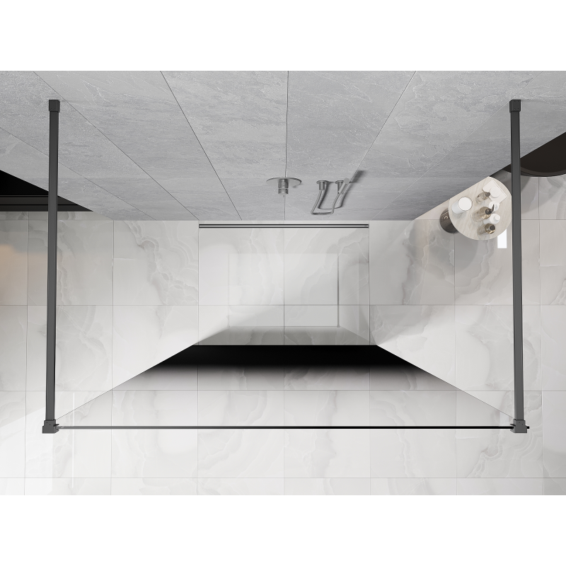 Mexen Kioto paroi de douche autoportante 110 x 200 cm, ombre noire 8 mm, métal gris - 800-110-002-95-76