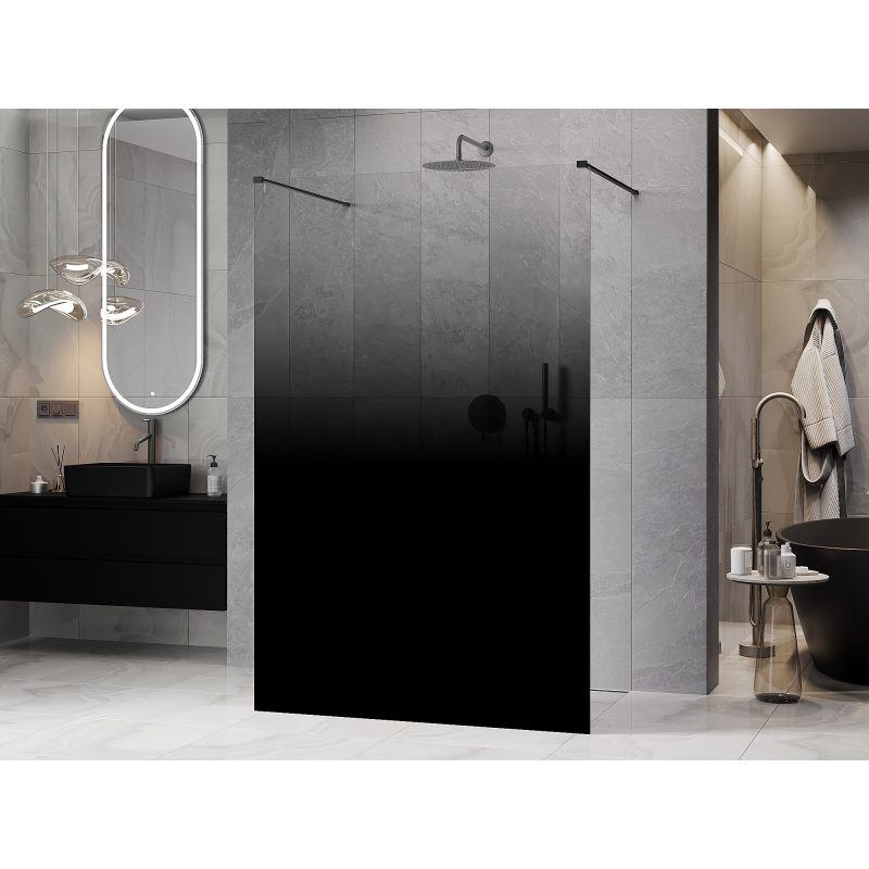 Mexen Kioto paroi de douche autoportante 100 x 200 cm, ombre noire 8 mm, gris canon brossé - 800-100-002-66-76