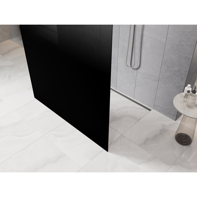 Mexen Kioto paroi de douche autoportante 150 x 200 cm, ombre noire 8 mm, nickel brossé - 800-150-002-97-76