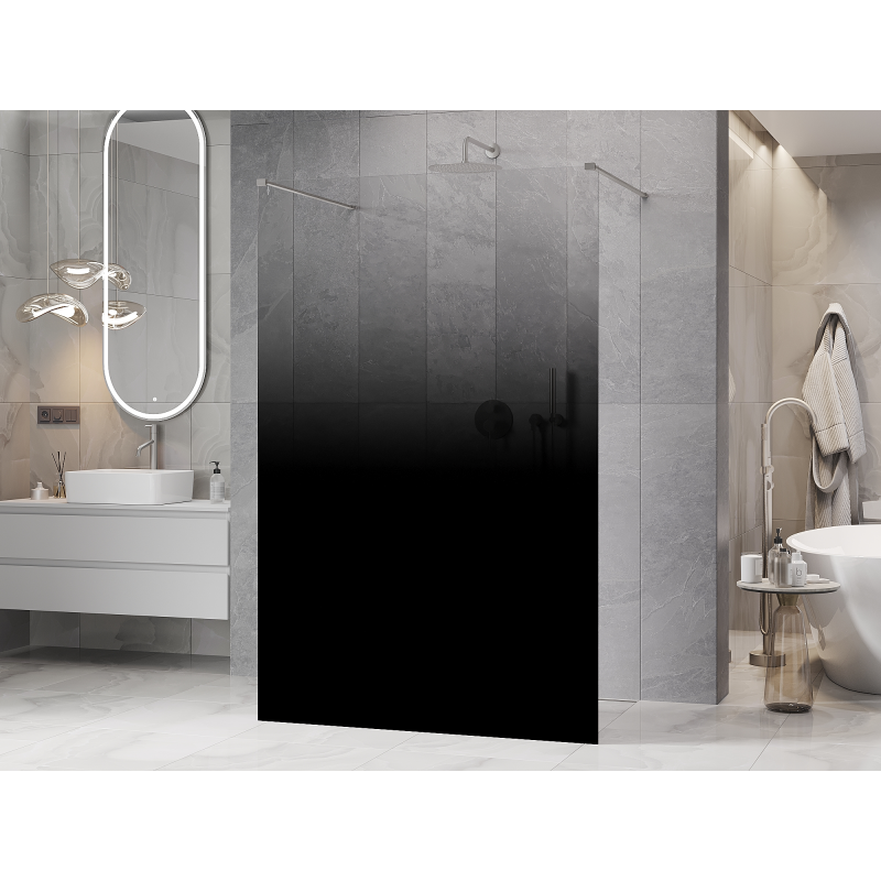 Mexen Kioto paroi de douche autoportante 140 x 200 cm, ombre noire 8 mm, nickel brossé - 800-140-002-97-76