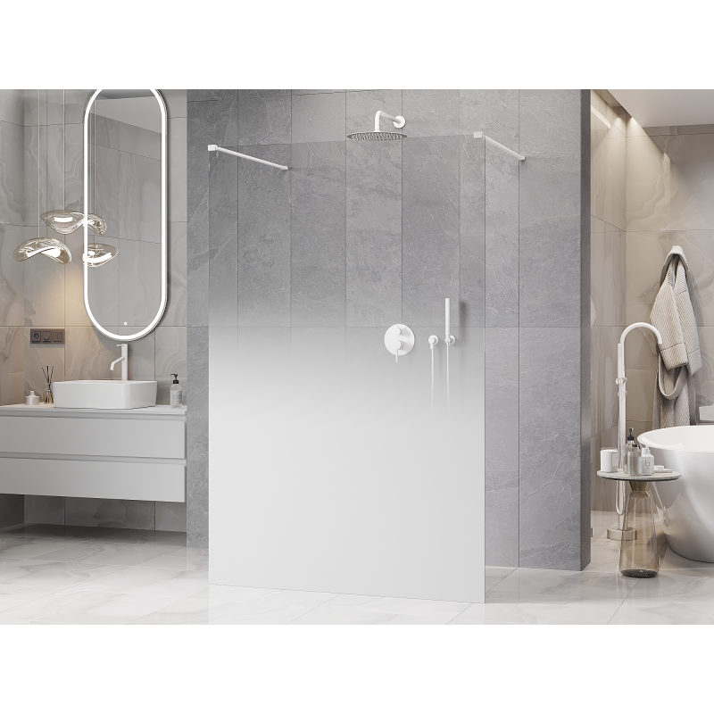 Mexen Kioto Paroi de douche autoportante 110 x 200 cm, ombrée blanche 8 mm, blanche - 800-110-002-20-86