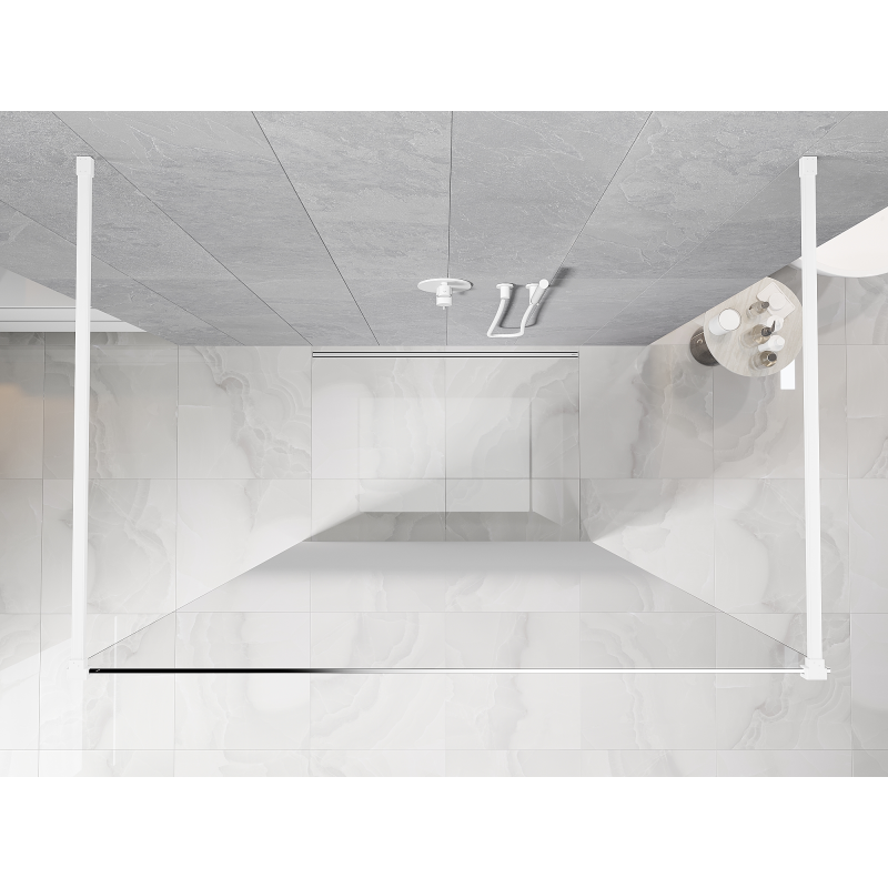 Mexen Kioto Paroi de douche autoportante 110 x 200 cm, ombrée blanche 8 mm, blanche - 800-110-002-20-86
