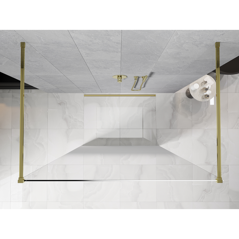 Mexen Kioto paroi de douche autoportante 120 x 200 cm, ombrée blanche 8 mm, or - 800-120-002-50-86