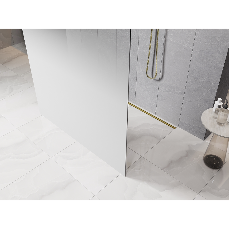 Mexen Kioto paroi de douche autoportante 110 x 200 cm, ombre blanche 8 mm, or - 800-110-002-50-86