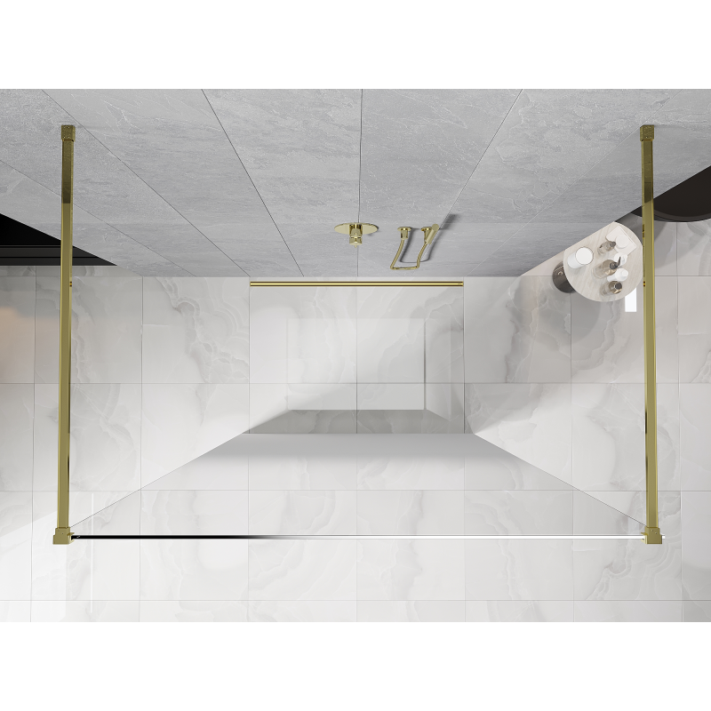 Mexen Kioto paroi de douche autoportante 150 x 200 cm, ombrée blanche 8 mm, dorée - 800-150-002-50-86