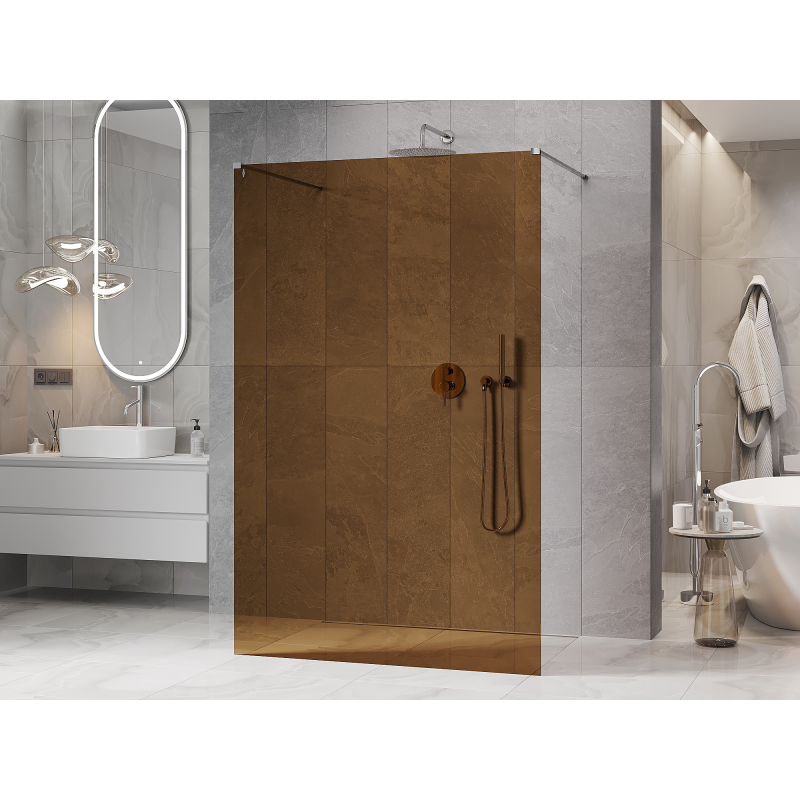 Mexen Kioto paroi de douche autoportante 120 x 200 cm, bronze 8 mm, chrome - 800-120-002-01-32