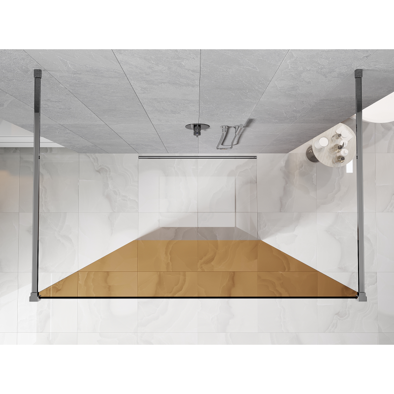 Mexen Kioto paroi de douche autoportante 130 x 200 cm, bronze 8 mm, chrome - 800-130-002-01-32