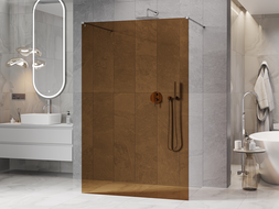 Mexen Kioto paroi de douche autoportante 140 x 200 cm, bronze 8 mm, chrome - 800-140-002-01-32