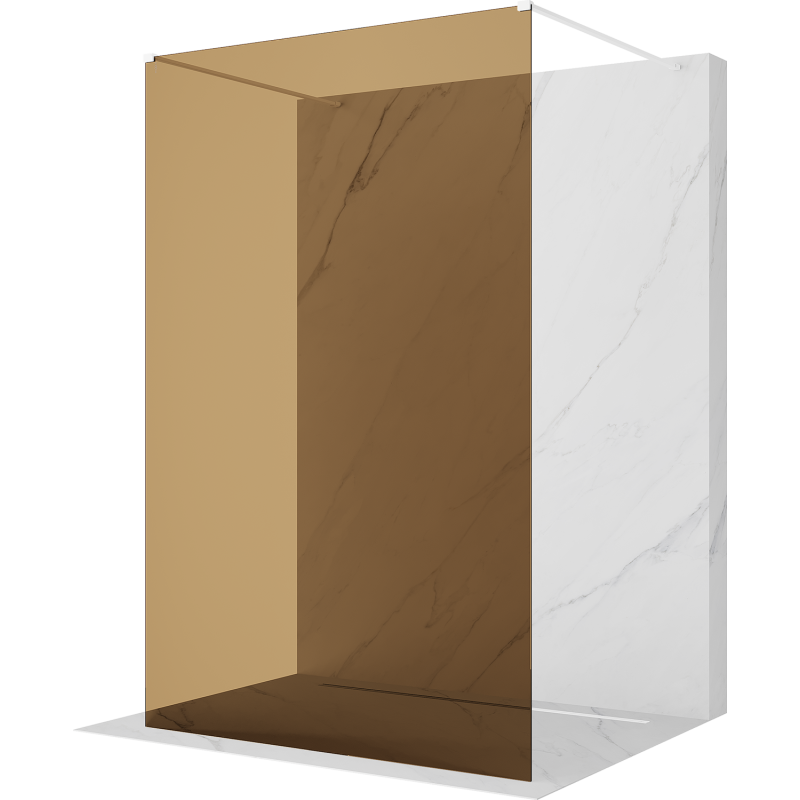 Mexen Kioto paroi de douche autoportante 130 x 200 cm, bronze 8 mm, blanc - 800-130-002-20-32