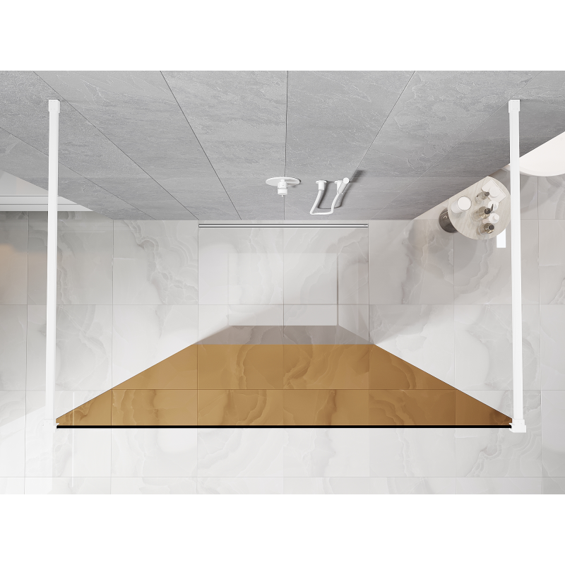 Mexen Kioto paroi de douche autoportante 130 x 200 cm, bronze 8 mm, blanc - 800-130-002-20-32