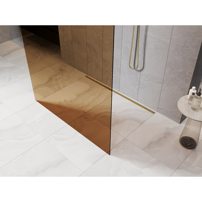 Mexen Kioto paroi de douche autoportante 140 x 200 cm, bronze 8 mm, or - 800-140-002-50-32