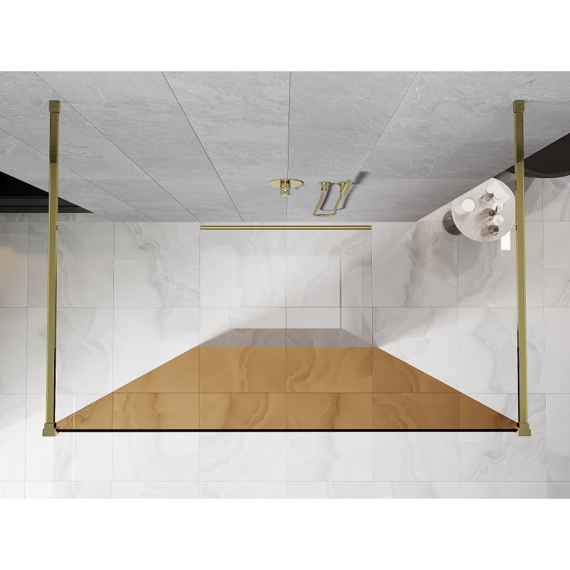 Mexen Kioto paroi de douche autoportante 140 x 200 cm, bronze 8 mm, or - 800-140-002-50-32