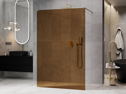 Mexen Kioto paroi de douche autoportante 120 x 200 cm, bronze 8 mm, or brossé - 800-120-002-55-32
