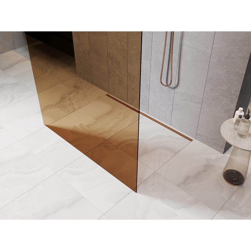 Mexen Kioto paroi de douche autoportante 130 x 200 cm, bronze 8 mm, or rose - 800-130-002-60-32
