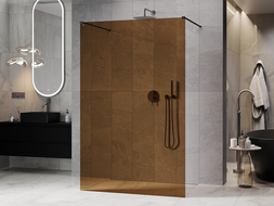 Mexen Kioto paroi de douche autoportante 140 x 200 cm, bronze 8 mm, gris canon brossé - 800-140-002-66-32
