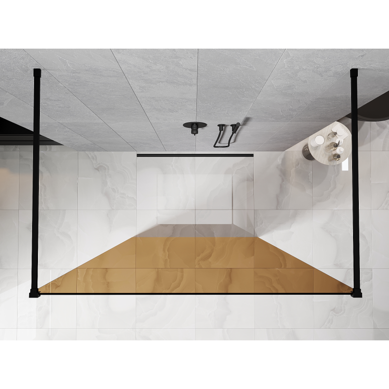 Mexen Kioto paroi de douche autoportante 110 x 200 cm, bronze 8 mm, noir - 800-110-002-70-32