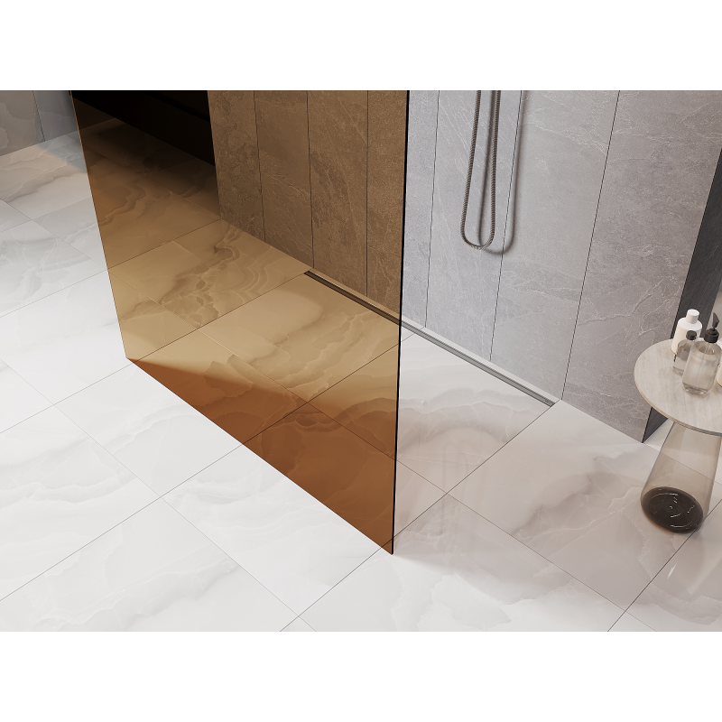 Mexen Kioto paroi de douche autoportante 130 x 200 cm, bronze 8 mm, métal gun - 800-130-002-95-32