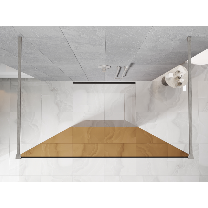 Mexen Kioto paroi de douche autoportante 100 x 200 cm, bronze 8 mm, nickel brossé - 800-100-002-97-32