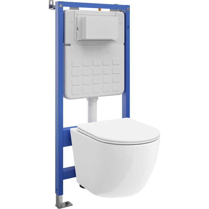 Mexen Lena ensemble encastré WC cadre Tex Slim avec cuvette WC et abattant à fermeture lente, blanc - 610030220300