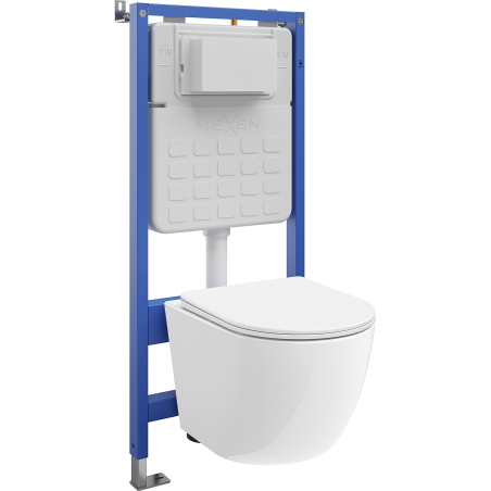 Mexen Lena ensemble WC encastré Tex Air Slim avec réservoir pneumatique, cuvette WC et abattant à descente ralentie, blanc