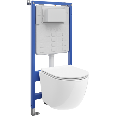 Mexen Lena ensemble encastré WC cadre Tex Slim avec cuvette WC Tornado et abattant à fermeture lente, blanc - 610030220500T