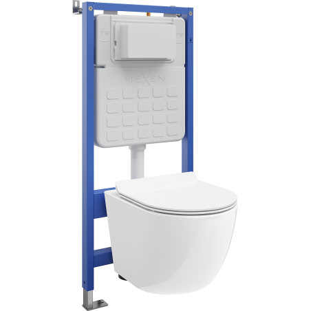 Mexen Lena kit WC encastré cadre pneumatique Tex Air Slim avec cuvette WC et abattant à descente progressive, blanc