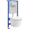 Mexen Lena ensemble encastré WC châssis Tex Slim avec cuvette WC et abattant à descente lente, blanc/or - 610030224005