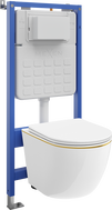 Mexen Lena ensemble encastré WC châssis Tex Slim avec cuvette WC et abattant à descente lente, blanc/or - 610030224005