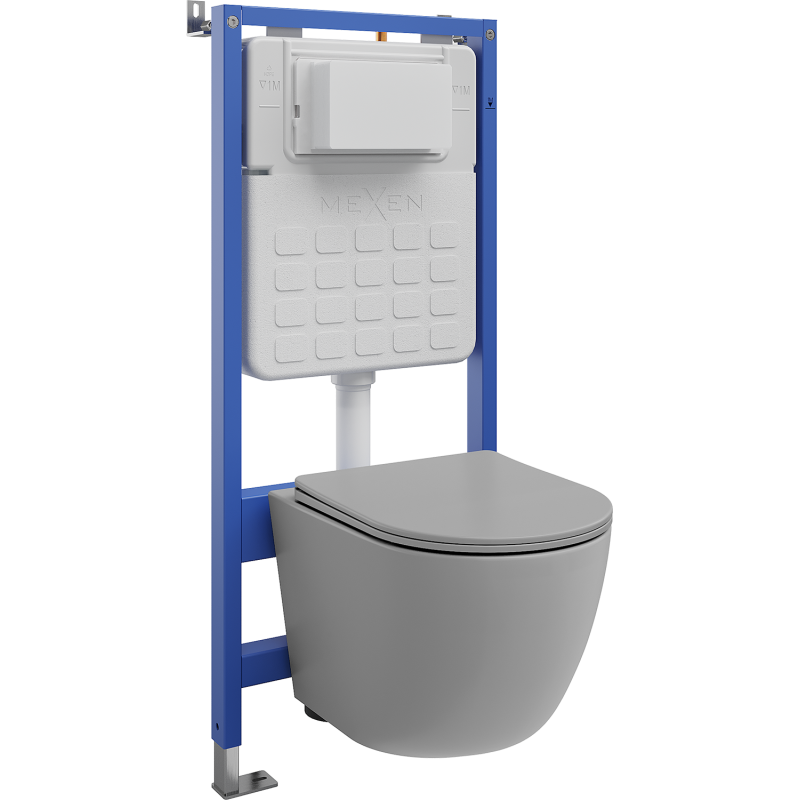 Mexen Lena ensemble encastré WC structure Tex Slim avec cuvette WC et abattant à fermeture lente, gris clair mat
