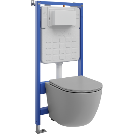 Mexen Lena ensemble encastré WC structure Tex Slim avec cuvette WC et abattant à fermeture lente, gris clair mat