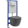 Mexen Lena ensemble encastré WC support Tex Slim avec cuvette WC et abattant à fermeture lente, gris foncé mat - 610030224071