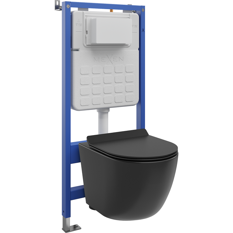 Mexen Lena ensemble encastré WC cadre Tex Slim avec cuvette WC et abattant à descente progressive, noir mat - 610030220185