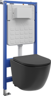 Mexen Lena ensemble encastré WC cadre pneumatique Tex Air Slim avec cuvette WC Tornado et abattant à fermeture lente, noir mat