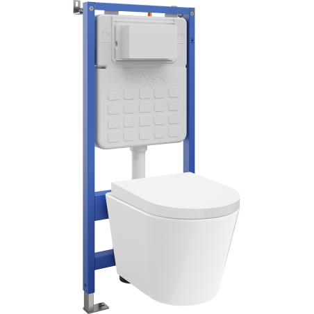 Mexen Rico ensemble encastré WC cadre Tex Slim avec cuvette WC Tornado et abattant à fermeture lente, blanc - 610030720200T